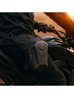 Quickprep Karbon Desenli Motorcu Bacak Çantası – Su Geçirmez, Darbe Korumalı, Ayarlanabilir Kayışlı, Çok Bölmeli Motosiklet Çantası