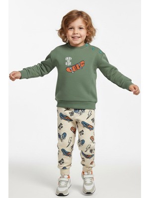 Breeze Erkek Bebek Eşofman Takımı Kaykay Zamanı 9 Ay-3 Yaş, Mint Yeşili