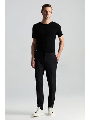 Hemington Beli Bağcıklı Siyah Yün Chino Jogger Pantolon