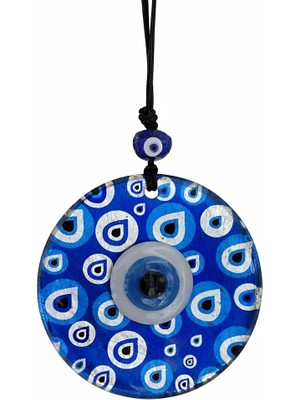 Mixperi 12 cm Mavi Otantik Cam Nazarlık Duvar/kapı Süsü – Büyük Nazar Boncuğu Ev ve Ofis Koruyucu Tılsım