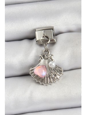 Vice Avm 316L Çelik Sallantılı İnci Detaylı İstiridye Model Gümüş Renk Nomination Charm EB-53-vice/(1395) 2568