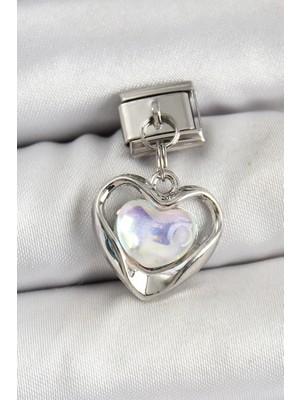 Vice Avm 316L Çelik Sallantılı Zirkon Taşlı Kalp Model Gümüş Renk Nomination Charm EB-53-vice/(1395) 2566