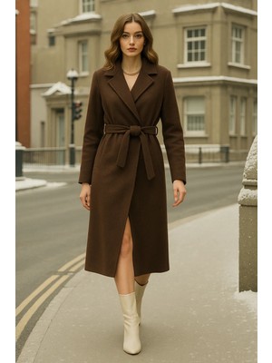 Comstar Kadın Kruvaze Premium Kahve Kaşe Kaban