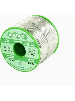 Buğz Kurşunsuz, Gümüşsüz Lehim Teli Sn: 99.3 - Cu: 0.7 - 200 Gr, 0.50 mm