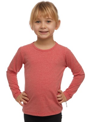 Turuncu Melanj Basic Mevsimlik Likralı Uzun Kollu Kız Çocuk Tişört