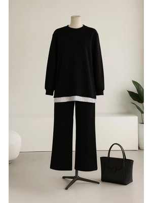 Bg Çizgili Garnili Modal Eşofman Takımı