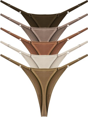 Cottonhill Basic Pamuklu Beli Ayarlanır Kadın Tanga Külot 5'li Paket-2