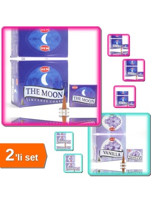 Hereveoyuncak The Moon Aromalı Konik Tütsü + Vanilla Aromalı Konik Tütsü - 2li Kutu Set M9W2Y2