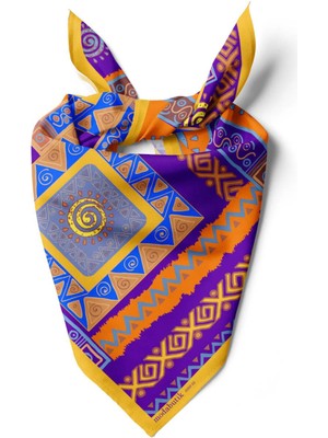 Moda Butik B83 Kadın Etnik Desenli Bandana 50X50 Mor DG0260-22 Snz