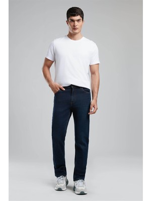 Lee Cooper Rico Yüksek Bel Düz Kesim Erkek Jean Pantolon Mavi Denim Normal Bel Boru Paça