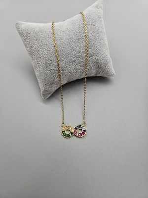 Duru Aksesuar Çelik Renkli Zirkon Taşlı Sonsuzluk Model Kolye