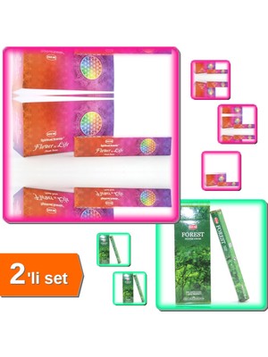 Hereveoyuncak Flower Of Life Masala Aromalı Çubuk Tütsü + Forest Aromalı Çubuk Tütsü - 2li Set R9G8W3