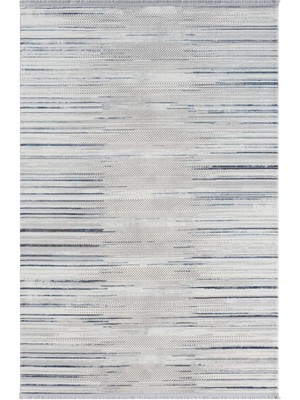 Karmen Halı Tokyo Tk002m Gri Halı Lacivert Detaylı Modern Akrilik Kaymaz Taban Tozuaz Salon Halısı Yatak Odası