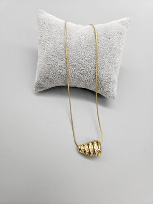 Duru Aksesuar Çelik Gold Renk Zirkon Taşlı Bottega Model Kolye