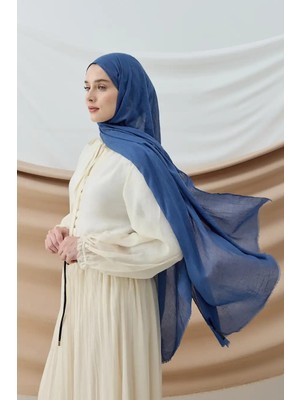 Tesettür Diyarı Aya Serisi Şal- Tavus Kuşu Mavisi