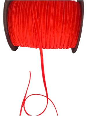 Özel Lastik 6 mm Kırmızı Kadife Kurdele 3 Mt, Paketlik Kurdele, Hediye Paketi Kurdele, Yılbaşı Kurdele
