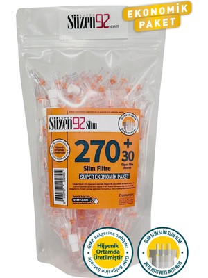 Süzen 92 270 Slim Sigara Filtresi Ağızlık + 30 Ultra Slim Adaptör Ekonomik Paket