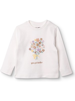 Hellobaby Kız Bebek Uzun Kol Tshirt Interlok Bisiklet Yaka Uzun Kol