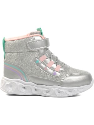 Ayakmod Gümüş Cırtlı Işıklı Hafif Kız Çocuk Bot Kids B