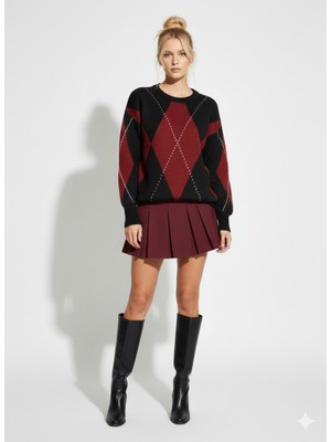 Ribana Classic Bisiklet Yaka Baklava Desen Yumoş Kalın Kazak