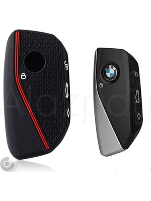 Alazpay Bmw I7 I5 I4 Ix X1 X5 X6 X7 Xm 2 3 4 5 7 Serisi G07 F98 G70 G09 Silikon Desenli Anahtar Kılıfı