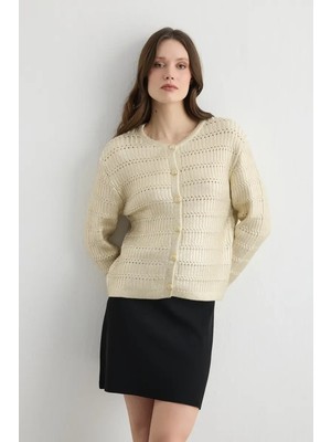 Gusto Varaklı Triko Ceket - Gold