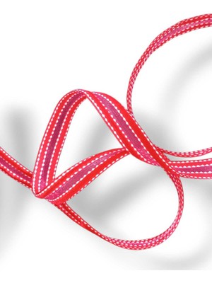 Özel Lastik 1 cm Kırmızı Yollu Kadife Kurdele 3 Mt, Paketlik Kurdele, Hediye Paketi Kurdele, Yılbaşı Kurdele
