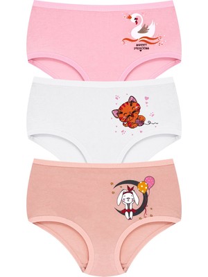 Öts Kız Çocuk Külot 3'lü Baskılı (%96 Pamuk - %4 Elastan)