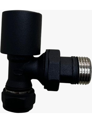 Orsel 1/2" Siyah Köşe Radyatör Vanası – Mat Siyah Havlupan Bağlantı Vana