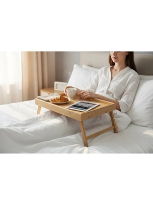 Bambu Katlanır Ayaklı Servis Tepsisi 40×30×20 cm  Kahvaltı Laptop Piknik, Yatak Tepsisi
