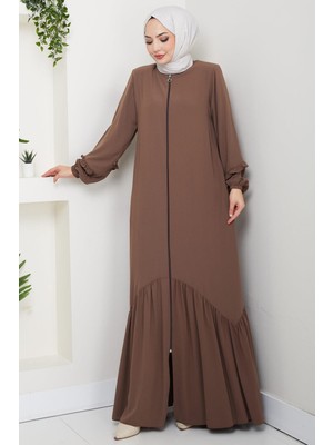 Kolu Volanlı Ferace Kahverengi HM2862