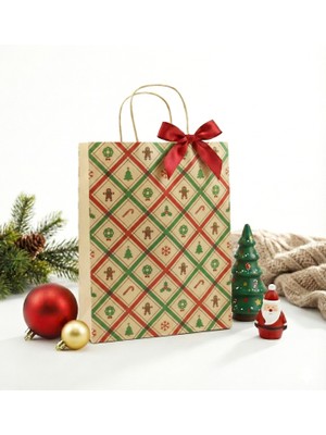Repro Design 19X26 cm Yılbaşı Temalı Kraft Hediye Çantası (2’li Set – M3 Model)