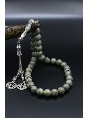 Prestige Gümüş Zebercet Taşlı 33'lük Tesbih Metal Püsküllü 10MM Küre Kesim 902445