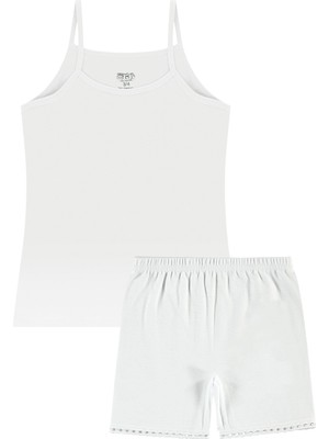 Öts Kız Çocuk Ipaskı Atlet Boxer Ribana Beyaz (%100 Pamuk)