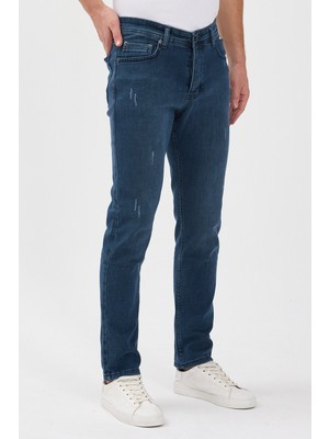 Locus Jeans Erkek Mavi Slim Fit Tırnak Detaylı Kot Pantolon LCS68231106