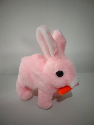 Zıplayan Kulakları  Işıklı Sesli Tavşan, Pilli Hediyelik Peluş Oyuncak 18X17