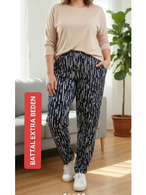 Boya Moda Kadın  Bayan Büyük  Battal  Extra Turbo Jumbo Beden  Süet  Penye Kumaş  2 Yan Cepli  Pantolon Eşofman Altı Pijama Altı 130 Kilograma Kadar Olur Bol  Likralı Esneyen Kumaş Bel Lastikli Süs Bagcıklı