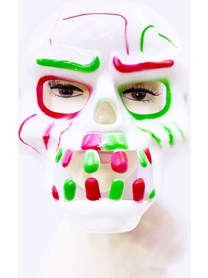 Neva Prime Beyaz Üzeri Rengarenk Korku Dişli Kafatası Maskesi 30X22 cm (5361)