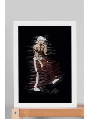 Satürn Design Eminem Portre Çerçeveli Tablo Rapçi Hip Hop - Estetik Poster