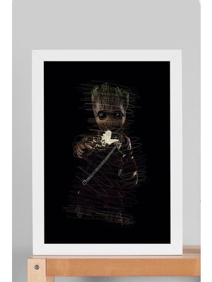 Satürn Design Baby Groot Çerçeveli Tablo Guardians Of The Galaxy - Estetik Poster