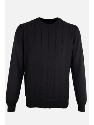 HC MEN CLASSIC Erkek Siyah Bisiklet Yaka Triko Kazak