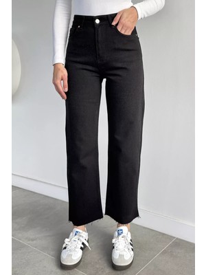 Gülseli Kadın Yüksek Bel Kesik Paça Jean Kot Pantolon P-00019651