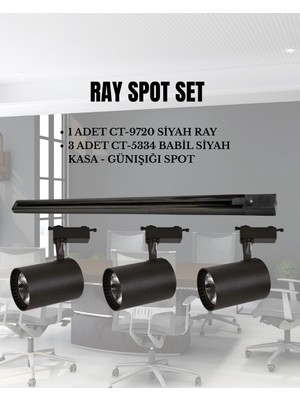 Cata Babil Ray Spot Set | 3 Adet CT-5334 Siyah Kasa Günışığı Spot + 1 Adet CT-9720 Ray