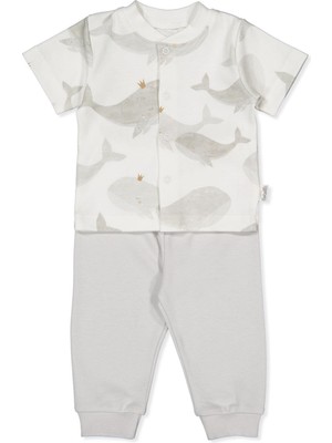 Bebetto Interlok Patiksiz Mini Pijama Takımı 2li (Whales) Gri