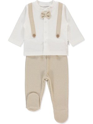 Bebetto Jakarlı Iki Ip Patikli Pijama Takımı 2li (Baby Kıng/25) Bej
