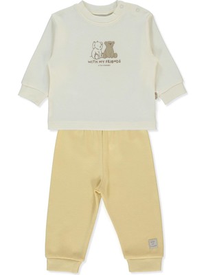 Bebetto Organik Interlok Patiksiz Pijama Takımı 2li (Organıc Fun Moment) Sarı
