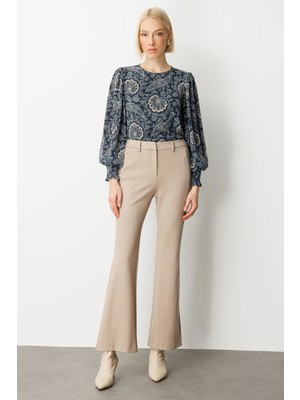 Ekol Simli Kumaş Bol Paça Pantolon