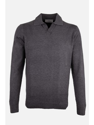 HC MEN CLASSIC Erkek Antrasit Polo Yaka Triko Kazak