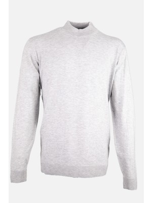 Erkek Yarım Balıkçı Yaka Triko Kazak Pamuk Kaşmir Slim Fit A.gri