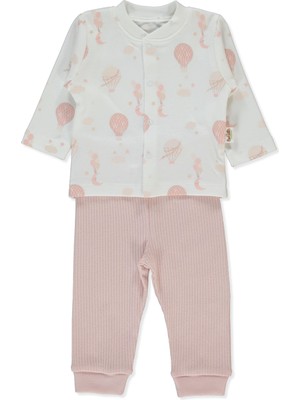 Bebetto Organik Raporlu Kaşkorse Patiksiz Pijama Takımı 2li (Organıc Born Wıth Love) Gül Kurusu